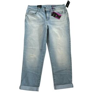 Style & Co. Blue Distressed Cuffed Boyfriend Jeans. 10. NEW. NWT.